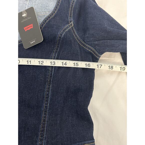 New Levi's Women's Small Veda Denim Dress Scoop Neck NWT Dark Wash S levis - Picture 5 of 7